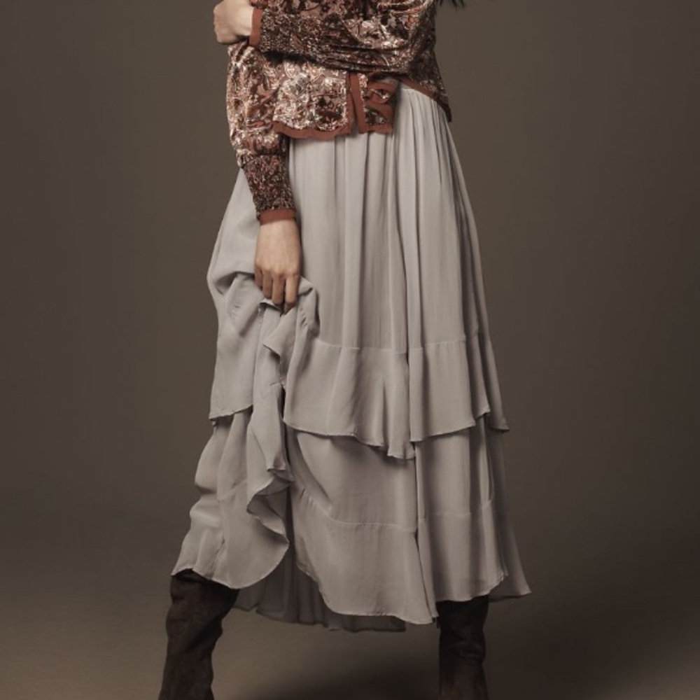 Anthropologie Light Grey Maxi Skirt